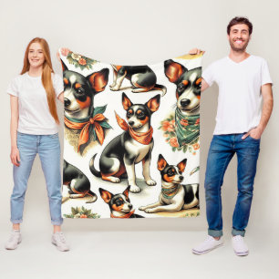 Couverture Polaire Cuisine Vintage Rat Terrier sans couture