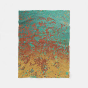 Couverture Polaire Cuivre Turquoise Bleu Orange Texture Brown
