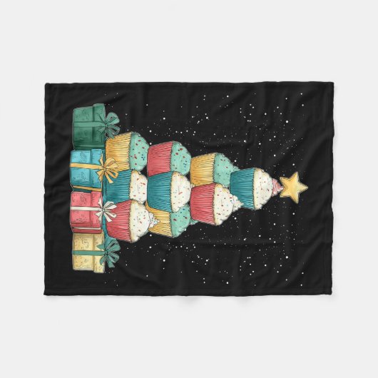 Couverture Polaire Cupcake Baking Baker Christmas Tree Xmas  (Devant (Horizontal))