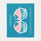 Couverture Polaire Cupcake Love texte personnalisé blanc de couple (Devant)