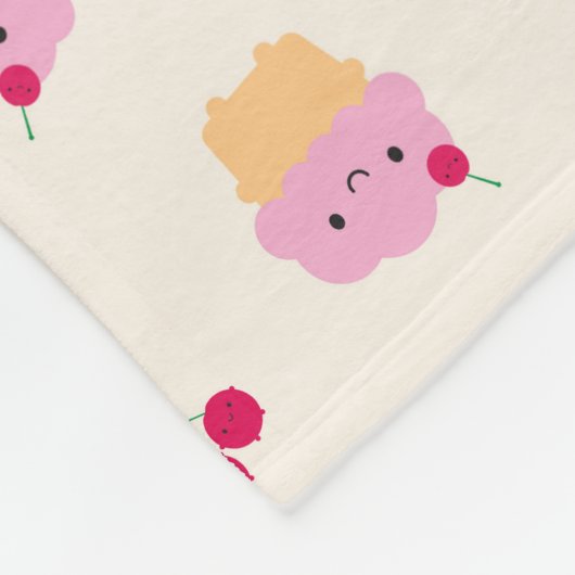 Couverture Polaire Cupcakes & Cerises mignons (Coin)