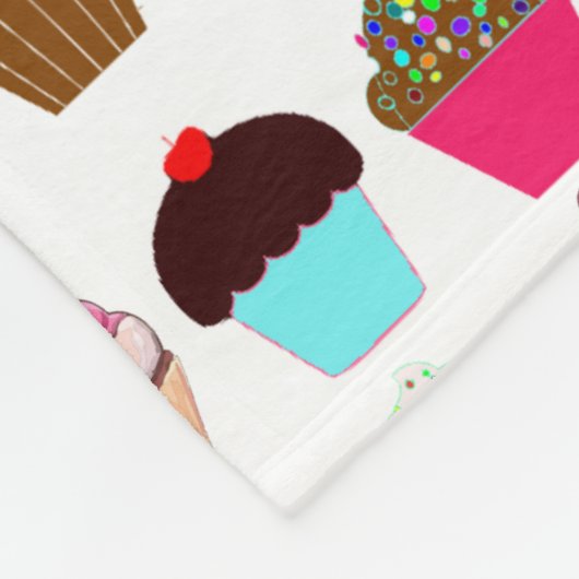 Couverture Polaire Cupcakes colorés (Coin)