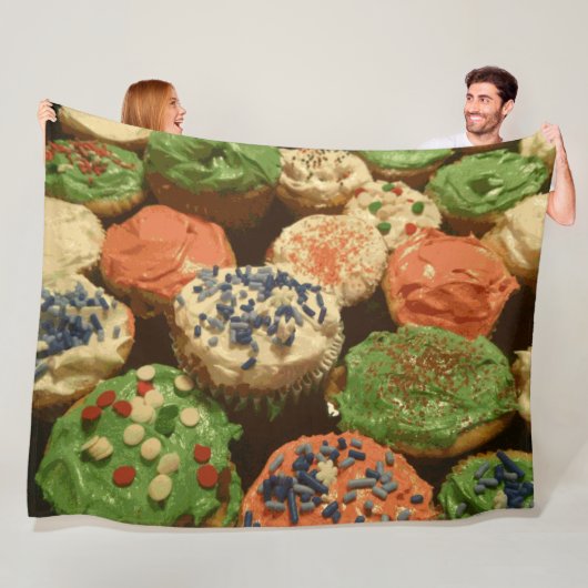 Couverture Polaire Cupcakes de Noël avec arroses (En situation)