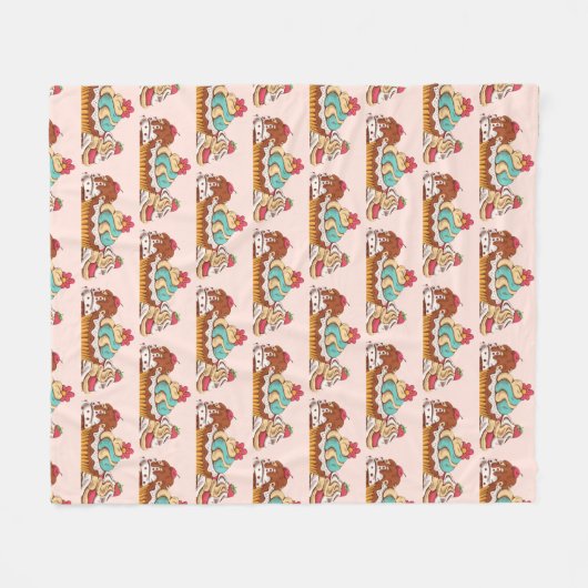 Couverture Polaire Cupcakes Style Rétro Sweet Dessert (Devant (Horizontal))