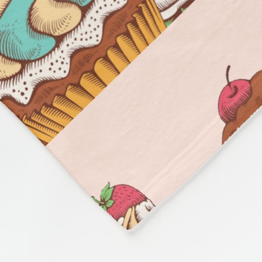 Couverture Polaire Cupcakes Style Rétro Sweet Dessert (Coin)