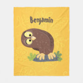 Couverture Polaire Curieux et drôle dessin animé de chouette brune (Devant)