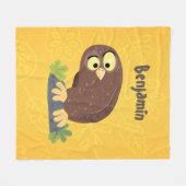 Couverture Polaire Curieux et drôle dessin animé de chouette brune (Devant (Horizontal))