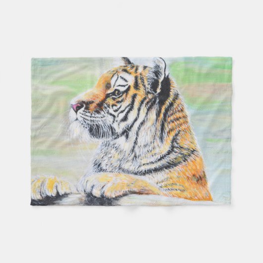Couverture Polaire Curieux tableau de tigre (Devant (Horizontal))