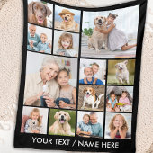 Couverture Polaire Custom 14 Photo Collage Personalized Black