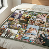 Couverture Polaire Custom 28 Photo Collage Olive Green