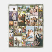 Couverture Polaire Custom 28 Photo Collage Olive Green (Devant)