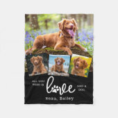 Couverture Polaire Custom 4 Photo Collage LOVE et un CHIEN (Devant)