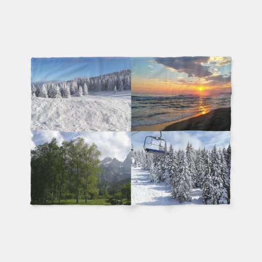 Couverture Polaire Custom 4 Photo Collage Personalized (Devant (Horizontal))