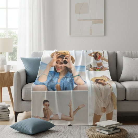 Couverture Polaire Custom 4 Photo Collage Personalized Cozy