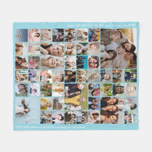 Couverture Polaire Custom 50 Picture Photo Collage Memory Baby Blue (Devant (Horizontal))