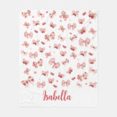 Couverture Polaire Custom baby blanket with pink bows & strawberries  (Devant)