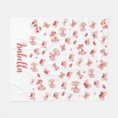 Couverture Polaire Custom baby blanket with pink bows & strawberries  (Devant (Horizontal))