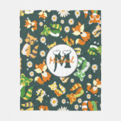 Couverture Polaire Custom belle raccoons script safari marine bleu (Devant)