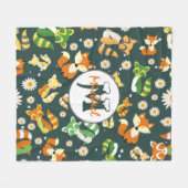 Couverture Polaire Custom belle raccoons script safari marine bleu (Devant (Horizontal))