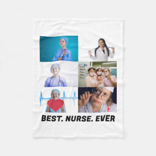 Couverture Polaire Custom Best Nurse Ever 6 photo collage