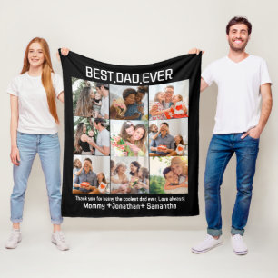 Couverture Polaire Custom Best Papa Ever Fête des pères 9 Photo Colla