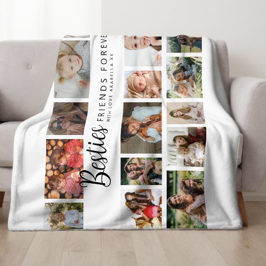 Couverture Polaire Custom Besties 18 Photo Collage