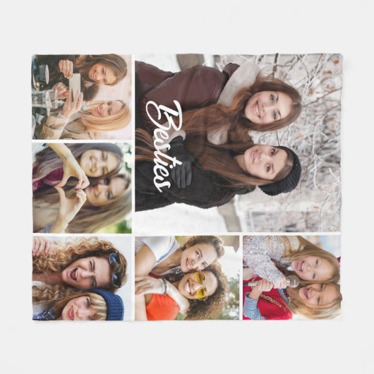 Couverture Polaire Custom "Besties" Photo Collage (Devant (Horizontal))