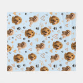 Couverture Polaire Custom Dog Photo with Hearts Blue (Devant (Horizontal))