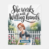 Couverture Polaire Custom Elle travaille avec les mains de volonté Ch (Devant)