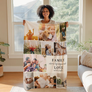 Couverture Polaire Custom Family Love Photo Collage Modern Citation C