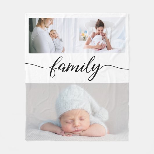 Couverture Polaire Custom Family Modern élégant Script Photo Collage (Devant)