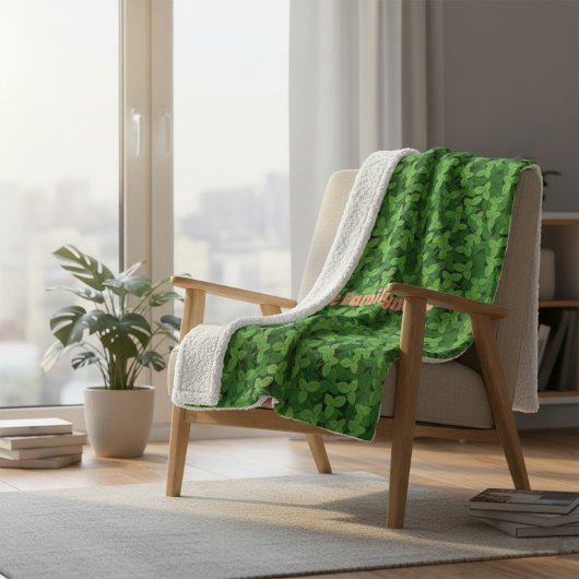 Couverture Polaire Custom Family Name Blanket with Strawberry Leaves 