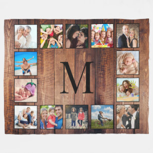 Couverture Polaire Custom Family Photo Collage Reclaimed Wood