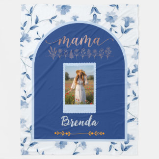 Couverture Polaire Custom Floral Photo Blanket - "MAMA" Birth Flower