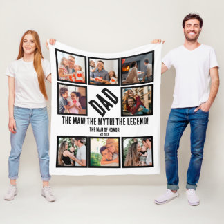 Couverture Polaire Custom Funny Fête des pères Papa cadeau 8 Photo Co