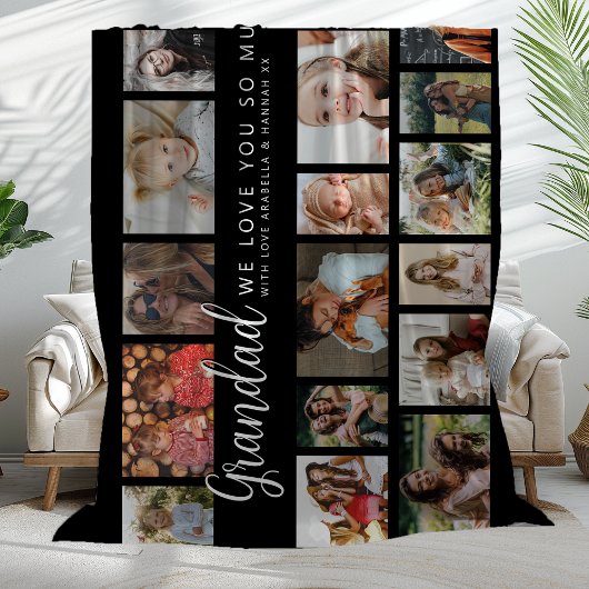 Couverture Polaire Custom Grandad 18 Photo Collage