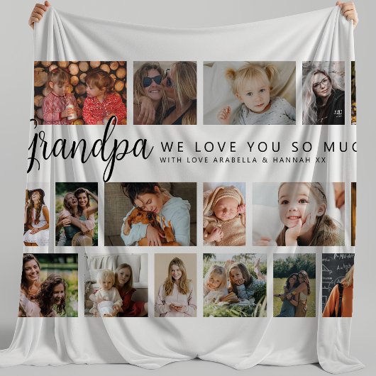 Couverture Polaire Custom Grandpa 18 Photo Collage