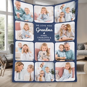Couverture Polaire Custom Love You Grand-mère Modern Navy Blue 11 Pho