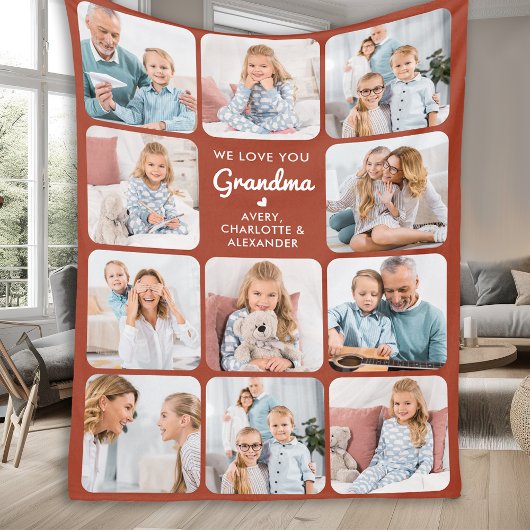 Couverture Polaire Custom Love You Grand-mère Modern Terracotta 11 Ph