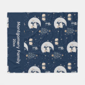 Couverture Polaire Custom Midnight Noël | Navy, Argent & Or (Devant (Horizontal))