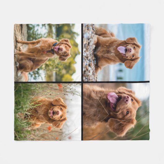 Couverture Polaire Custom Modern 4 Photo Collage Chien (Devant (Horizontal))
