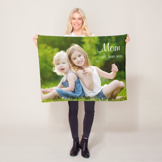 Couverture Polaire Custom Mom Established Modern Script Photo (En situation)