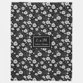 Couverture Polaire Custom Name Blanket Elegant Wildflower Black White (Devant)