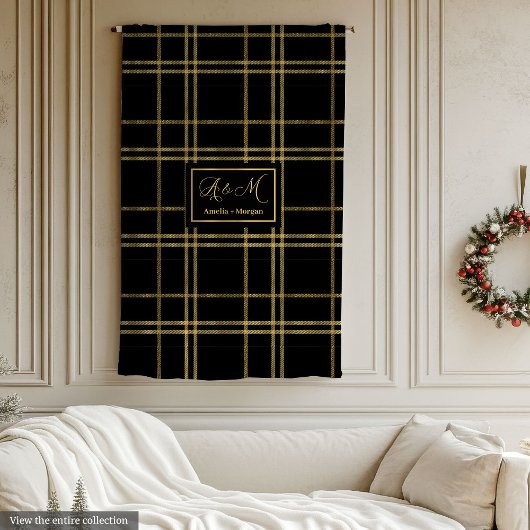 Couverture Polaire Custom Name Blanket Luxe Black Gold Anniversary