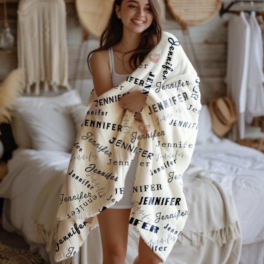 Couverture Polaire Custom Name Collage