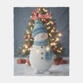 Couverture Polaire Custom Name Cute Snowman Christmas (Devant)