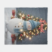 Couverture Polaire Custom Name Cute Snowman Christmas (Devant (Horizontal))