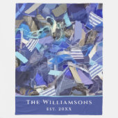 Couverture Polaire Custom Name Est. Year Blue Purple Abstract Stripes (Devant)