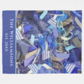 Couverture Polaire Custom Name Est. Year Blue Purple Abstract Stripes (Devant (Horizontal))