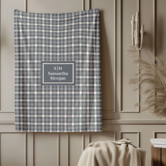 Couverture Polaire Custom Name Grey Blanket Chic Minimalist Style